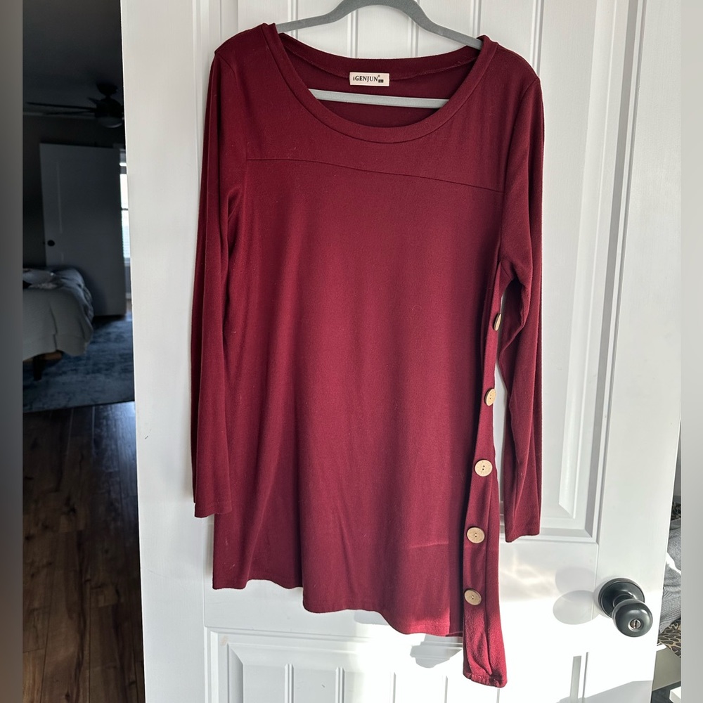 Large Women’s Long Sleeve Scoop Neck Sweater Tunic Dress